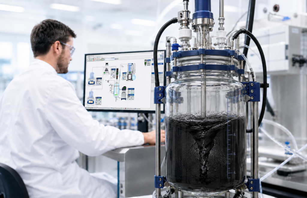 Batterierecycling Schwarzmasse Glasreaktor | HITEC ZANG – Führender Anbieter für Laborreaktoren in der chemischen Verfahrenstechnik